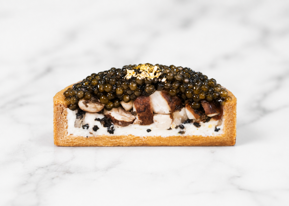 black truffle mushroom caviar tart