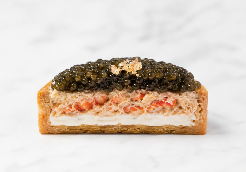 lobster rillette caviar tart