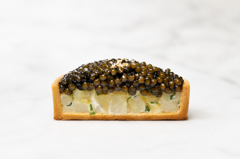 potato salad caviar tart