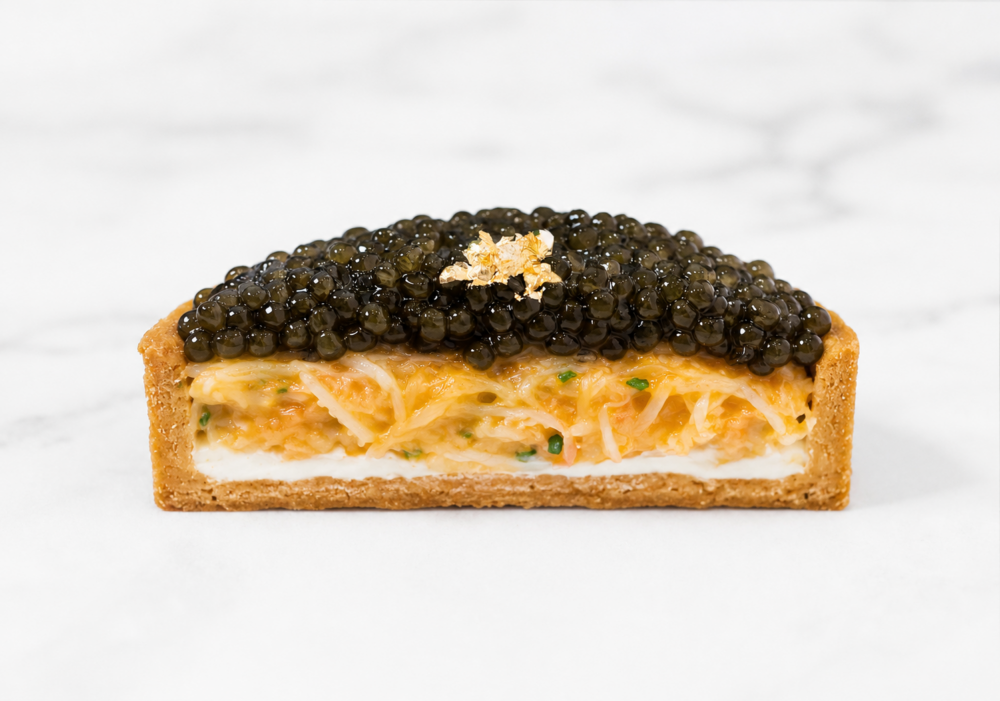 matsuba crab & sea urchin caviar tart