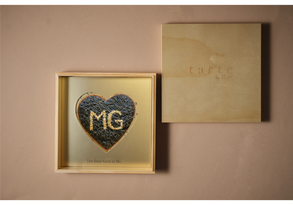 6″ heart personalized caviar tart